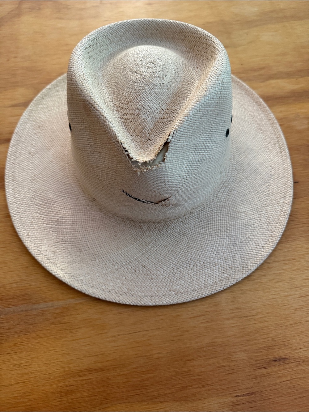 Christy Natural Straw Panama-Style Fedora Hat